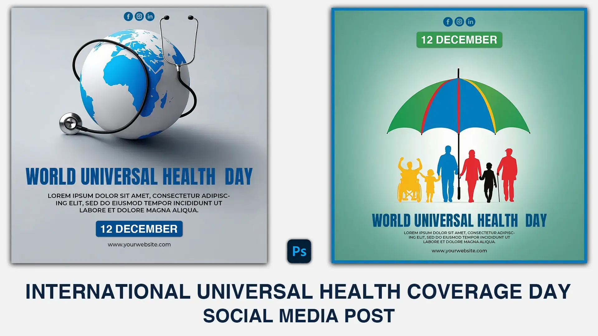 Stethoscope Around Globe Universal Health Day Instagram Post